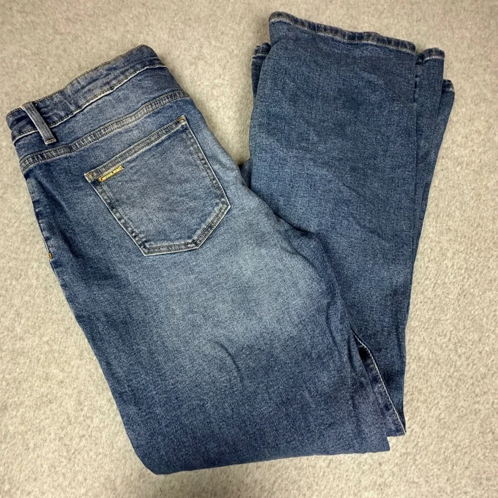 Michael Kors Womens Blue High Rise Wide Leg Denim Jeans Size‎ 14 Patch Pocket
